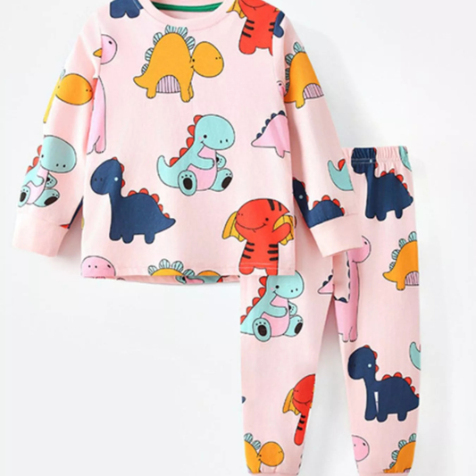 Children's Cute Dinosaur Print Long Sleeve Pajama Set