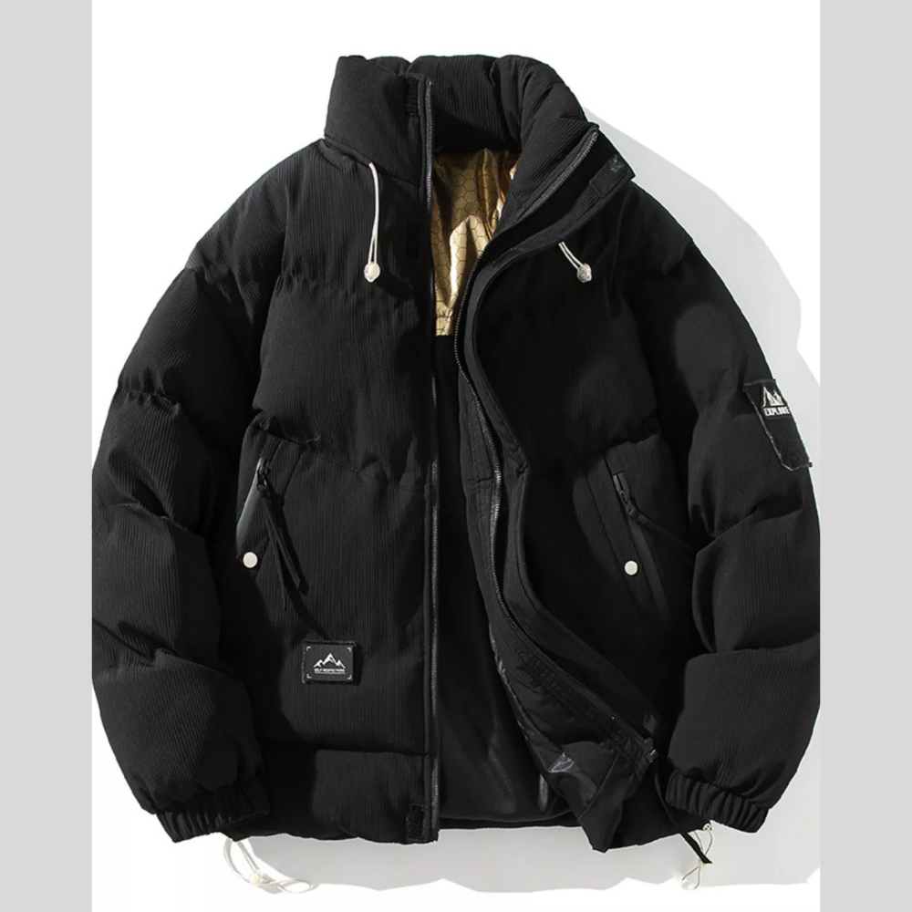 Men's Plus Size Zip Up Long Sleeve Puffer Jacket