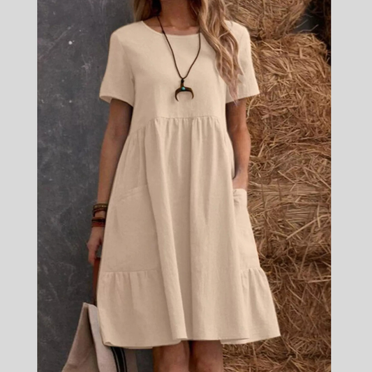 Full Size Casual Loose Fit Tiered Ruffle Hem Dress Plus Size