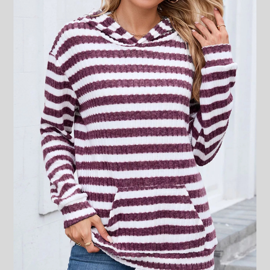 Striped Dropped Shoulder Hoodie