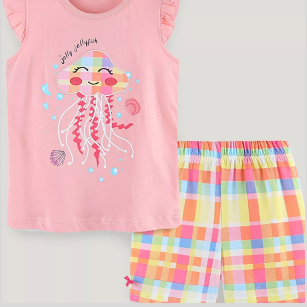 Children's Jolly Jellyfish Embroidered Top and Shorts Set