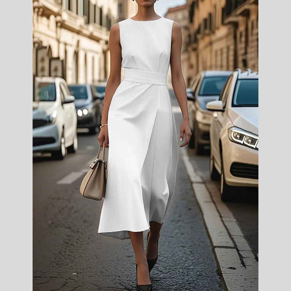 Round Neck Sleeveless Midi Dress