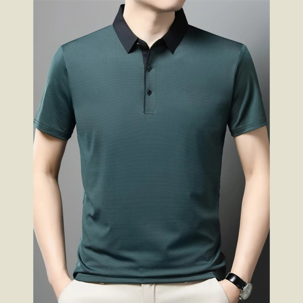 Men's Plus Size Contrast Collar Breathable Polo