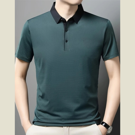 Men's Plus Size Contrast Collar Breathable Polo
