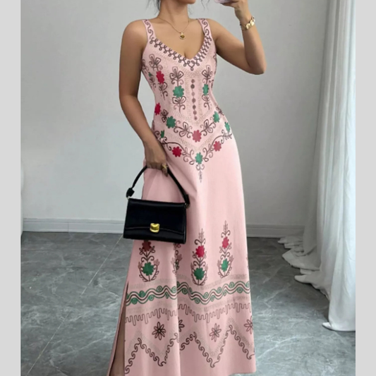 Floral Sleeveless Maxi Dress with Side Slit