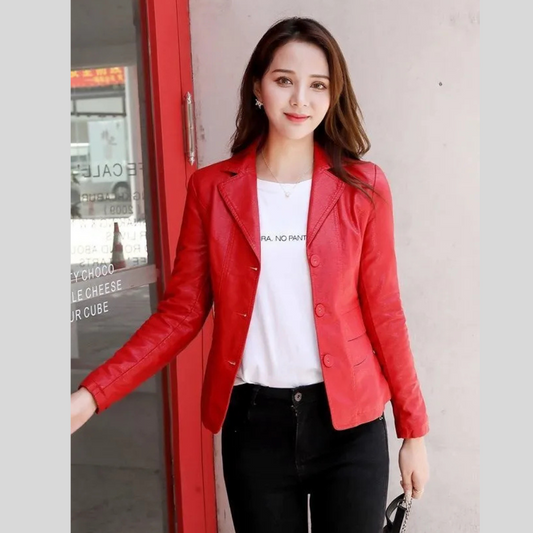Leather Coat Women Fall Short Western Style All-matching Women