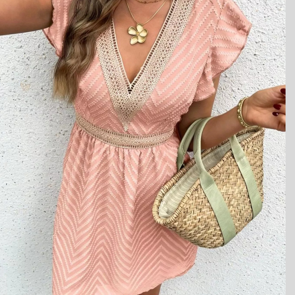 Stylish V-Neck Casual Mini Dress