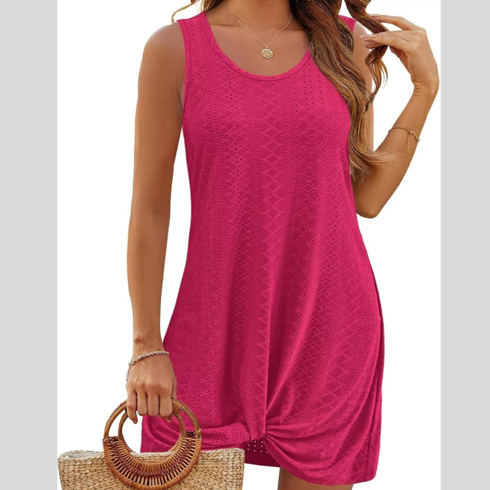 Sleeveless Knotted Hem Tank Dress