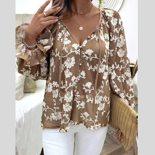 Floral Embroidered Long Sleeve Shirt