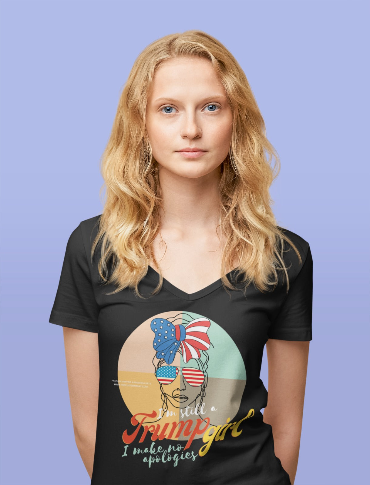 Ladies' V-Neck T-Shirt - Customize With Trump Support Designs