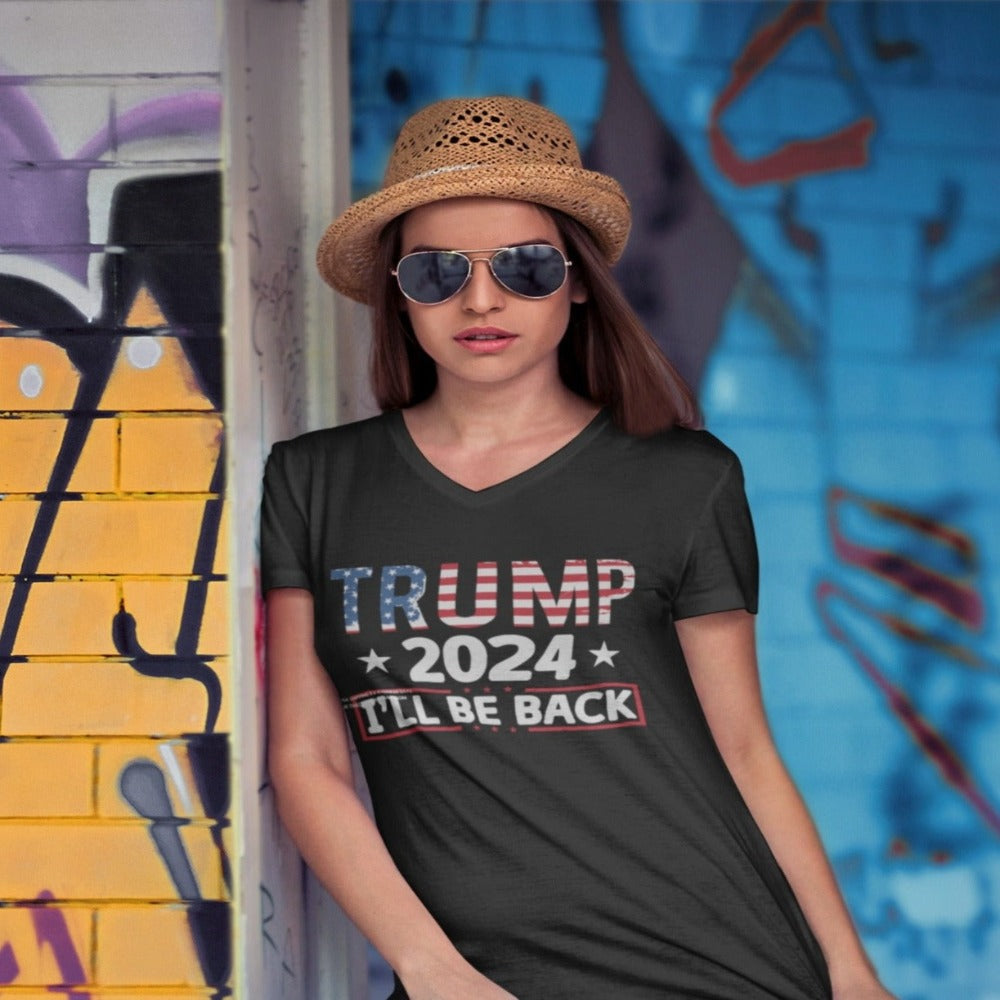 Ladies' V-Neck T-Shirt - Customize With Trump Support Designs