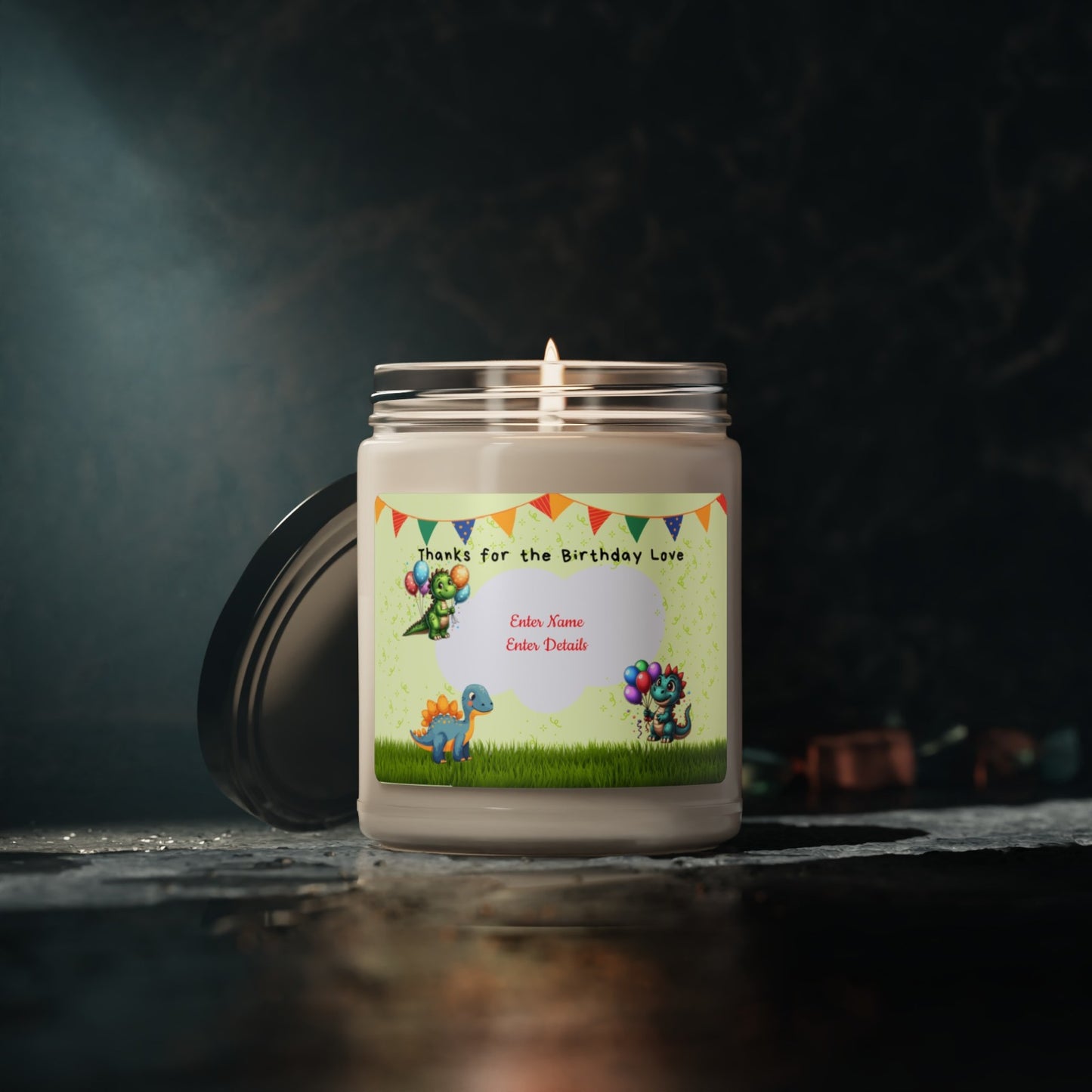 Scented Soy Candle, 9oz -Personalized  dinosaur Gifts For Birthdays