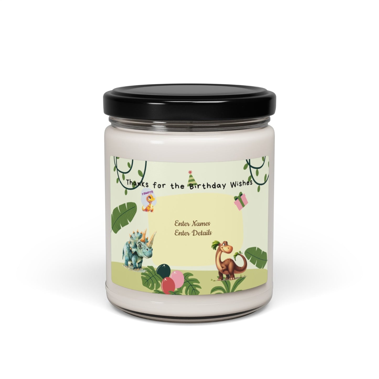 Scented Soy Candle, 9oz -Personalized  dinosaur Gifts For Birthdays