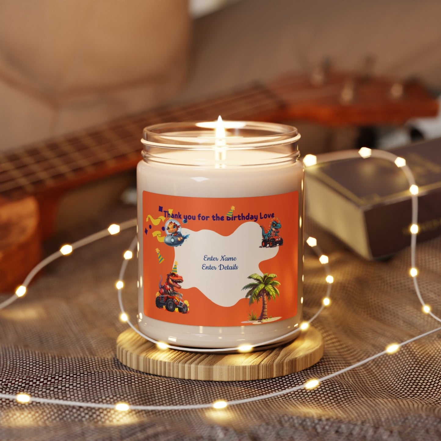 Scented Soy Candle, 9oz -Personalized  dinosaur Gifts For Birthdays