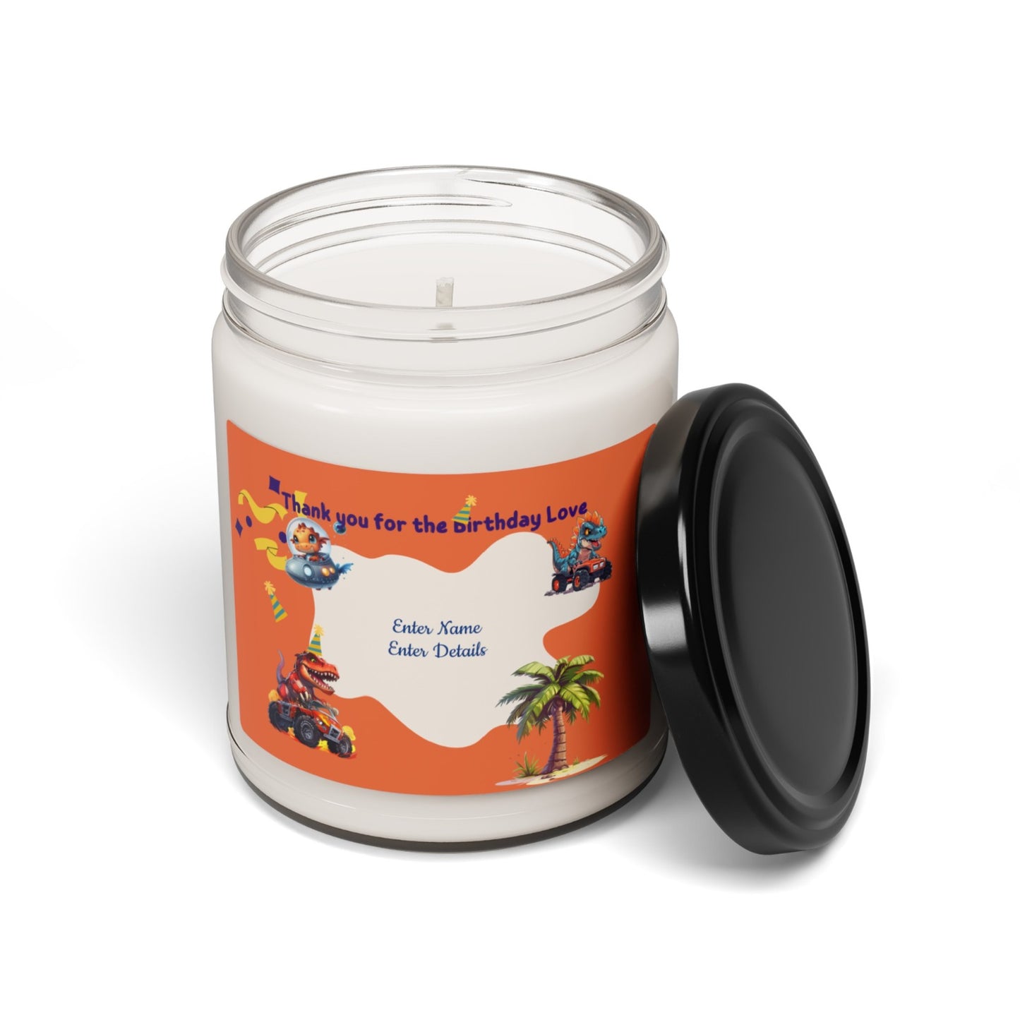 Scented Soy Candle, 9oz -Personalized  dinosaur Gifts For Birthdays