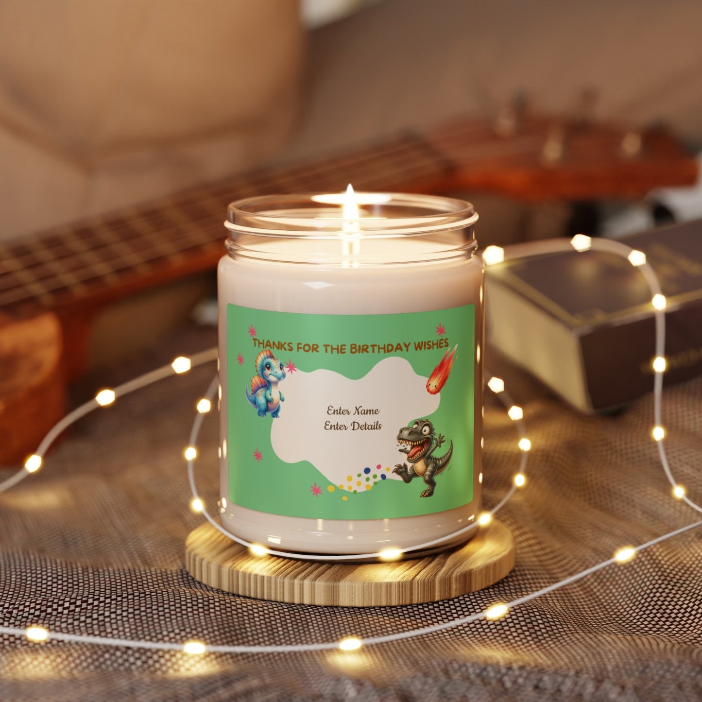 Scented Soy Candle, 9oz -Personalized  dinosaur Gifts For Birthdays