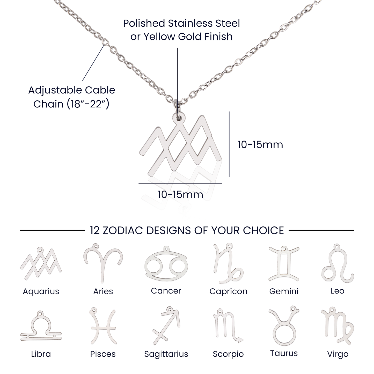 Zodiac Symbol Necklace - Luxury Box - Personalize With Zodiac Signs