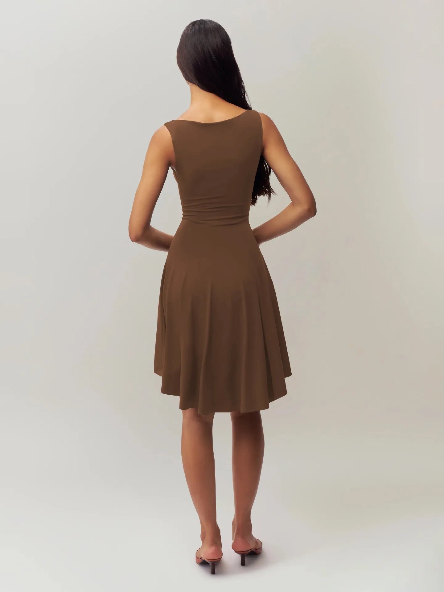 Sleeveless Sexy Hot Girl Off-neck Dress Waist Slimming Back