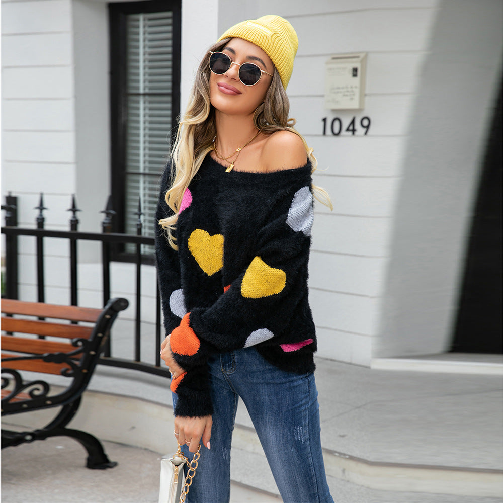Round Neck Bottoming Shirt Mink Love Sweater