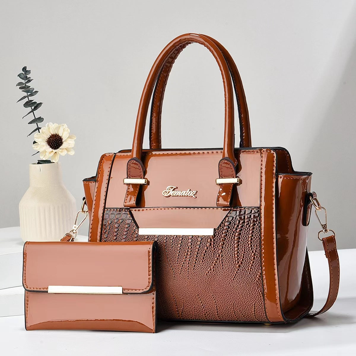Casual Womens Shoulder Bag Large-capacity Patent Leather Tote