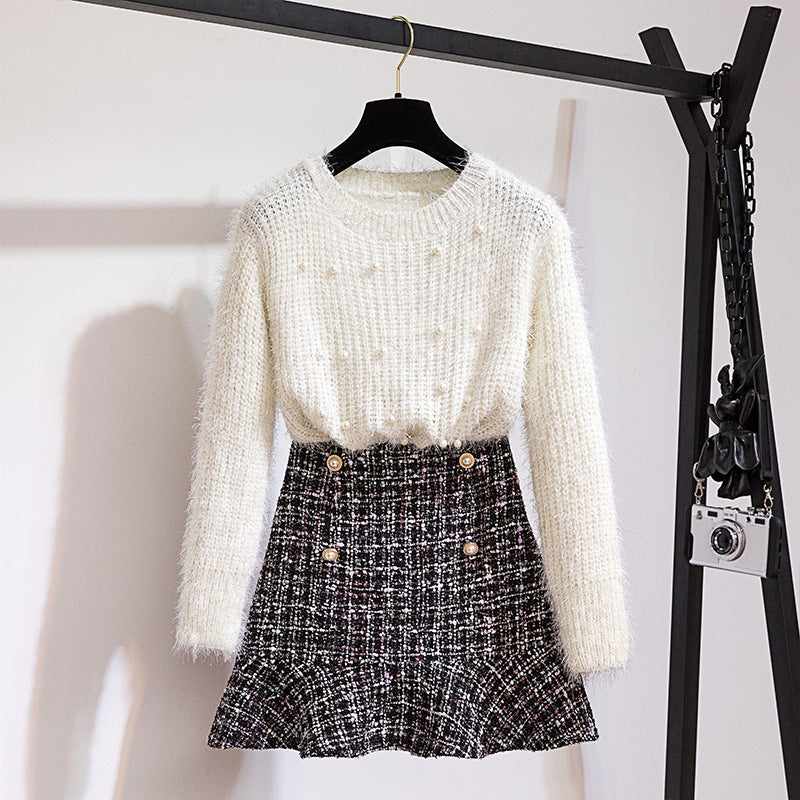 Two-piece Beaded Sweater Skirt