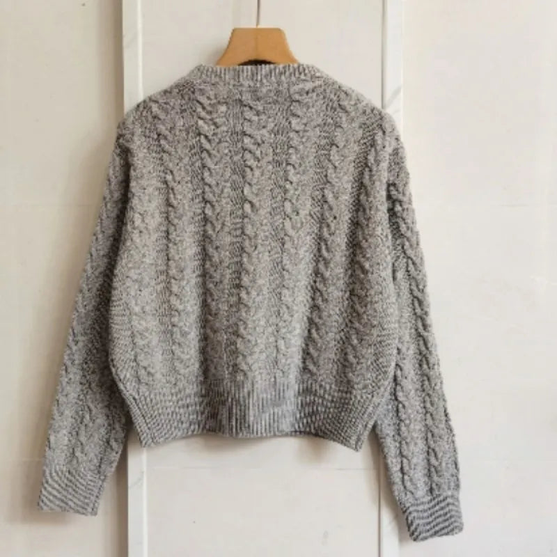 Twist Waist Knitted Cropped Sweater Women's Clothing