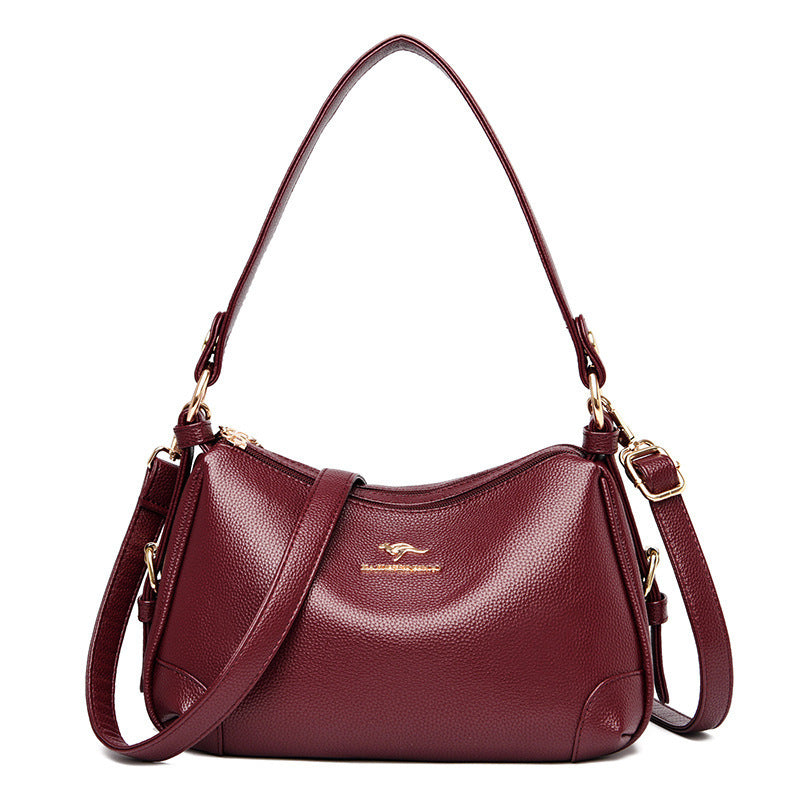 Women's Bags, Solid Color Bags, Ladies Fashion Soft Leather Large-capacity One-shoulder Messenger Bag