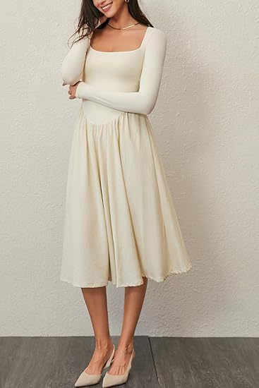 Women's Solid Color Long Sleeve Bottoming Dress