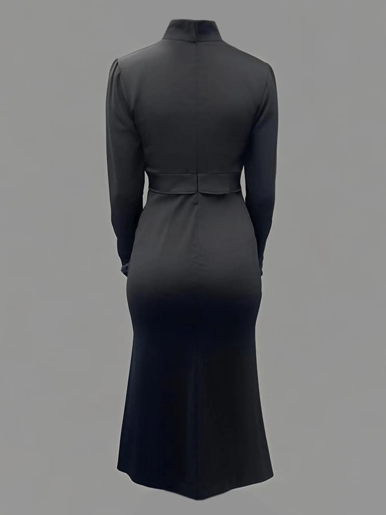 Big Bowknot Design Sense Socialite Half Turtleneck Waist Slit Dress