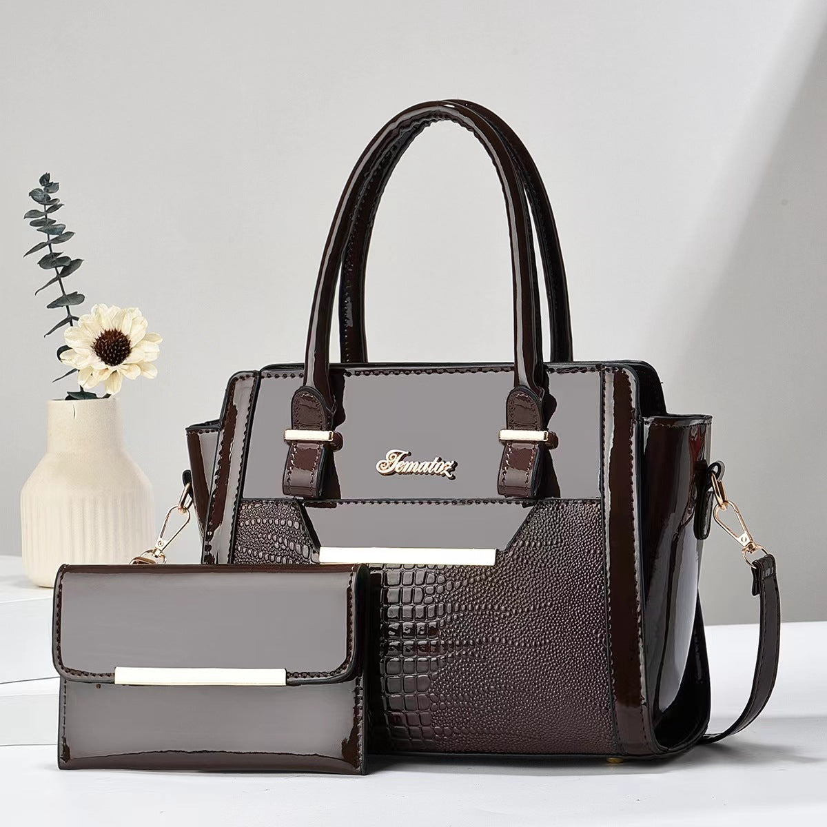 Casual Womens Shoulder Bag Large-capacity Patent Leather Tote