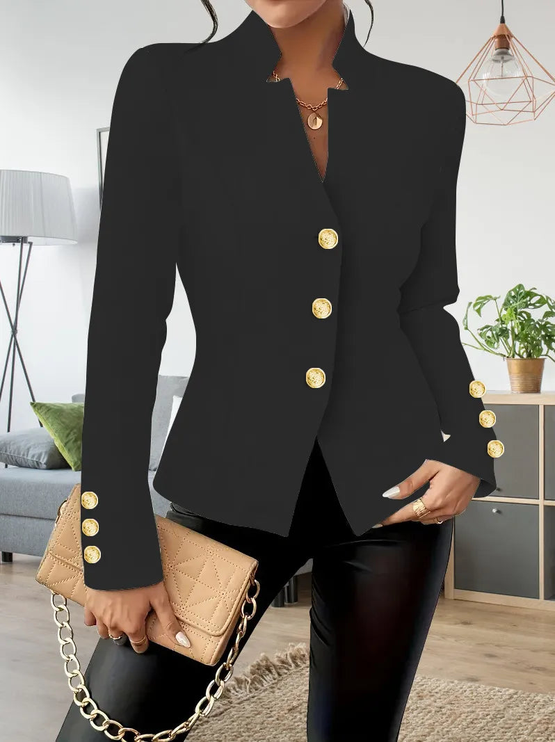 Elegant Fashion Casual Double Buckle Solid Color Long Sleeve Suit