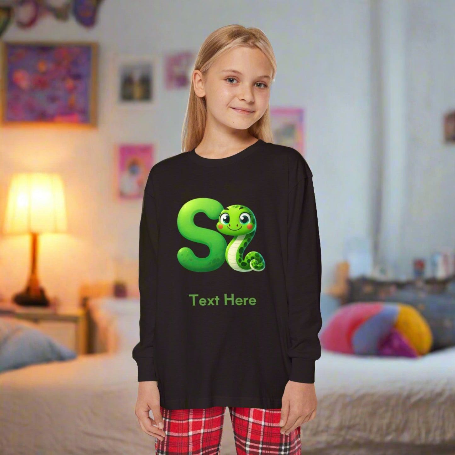 Youth Long Sleeve Holiday Outfit Set - Personalize With Cute Animal Letters