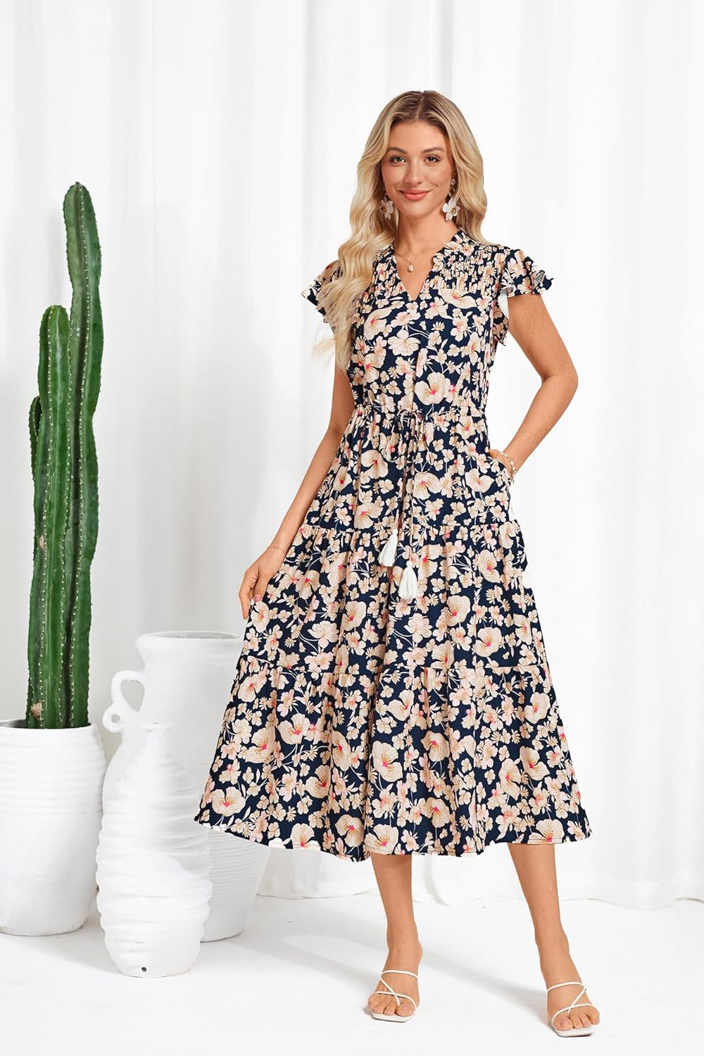 European And American Short Sleeve Tassel Bohemian Vacation Beach Dress