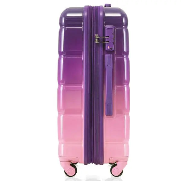 Luggage Set Of 3, 20-inch With USB Port, Airline Certified Carry-on Luggage With Cup Holder, ABS,PC Hard Shell Luggage With Spinner Wheels, Purple And Pink- FREE USA SHIPPING