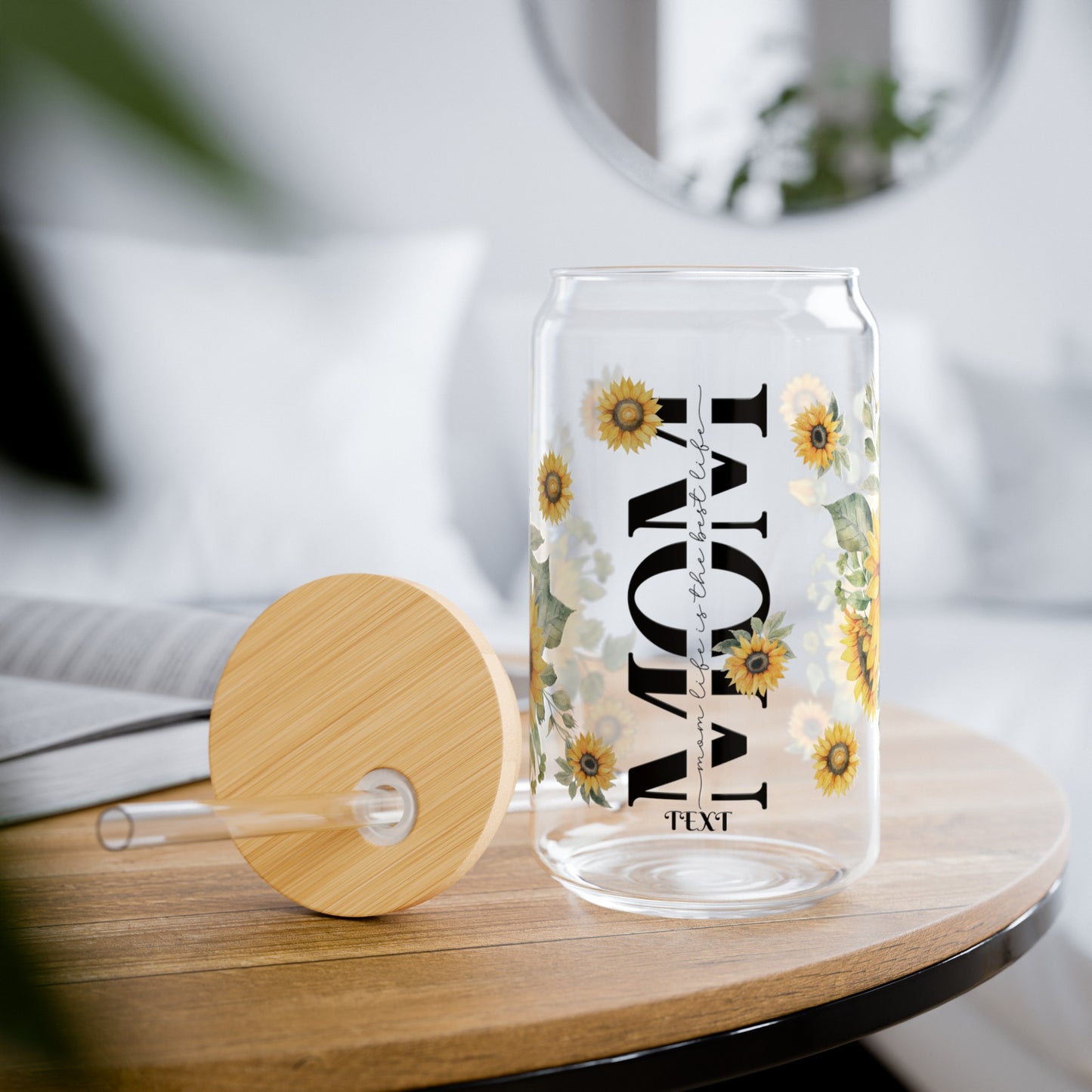 Sipper Glass, 16oz - Personalize With Floral MOM Designs