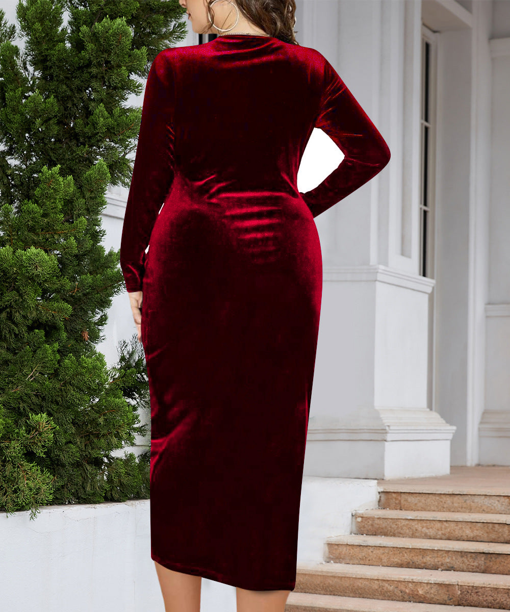 Women's V-neck Dress With Regular Sleeves