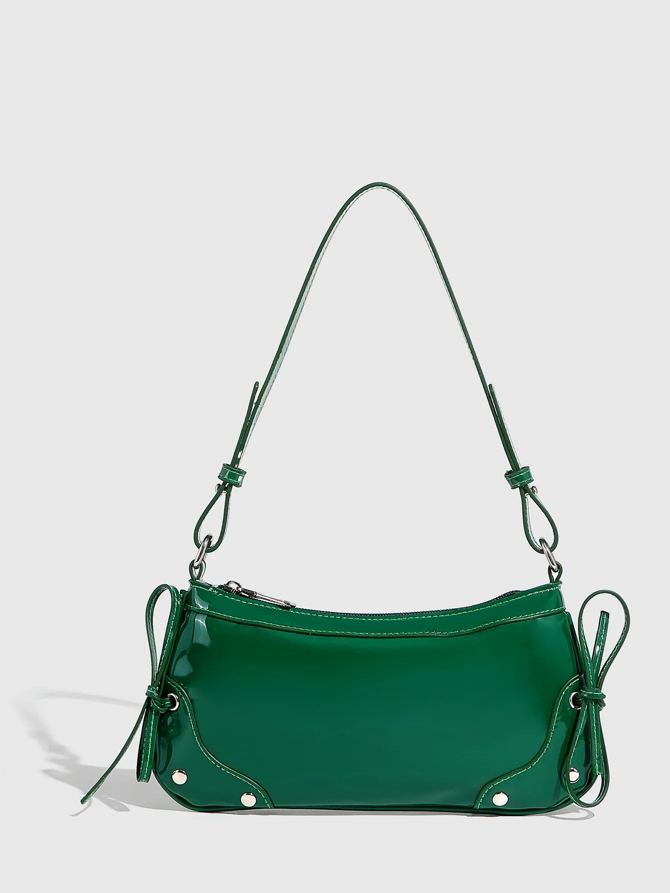 Solid Color Underarm Bag Shoulder Bag Double Bow Small Square Bag