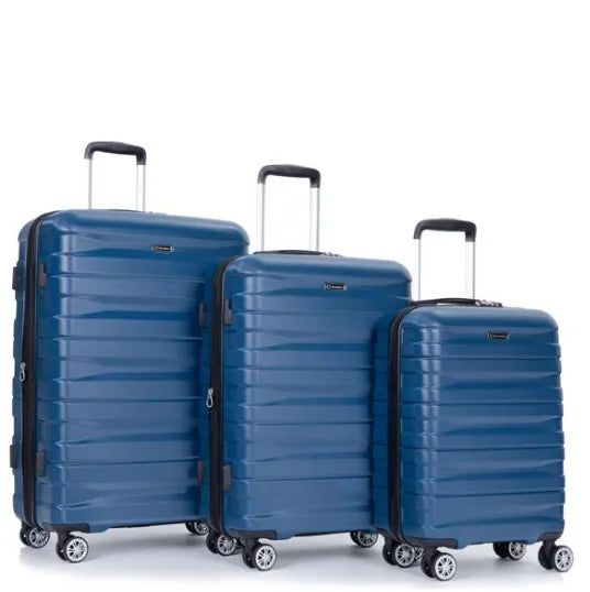 3 Piece Suitcase Set PC Lightweight And Durable Expandable Carrying Case With Two Hooks, Double Swivel Wheels, TSA Lock, 21-25-29 Dark Blue- FREE USA SHIPPING