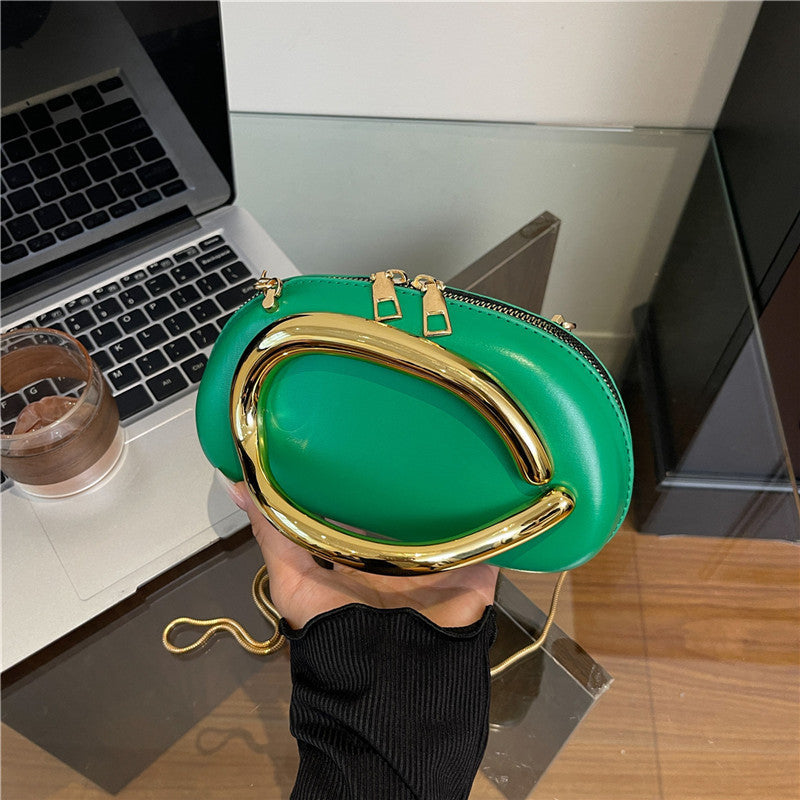 Small Bag Vintage Hardware Metal Handle Chain Crossbody Bag