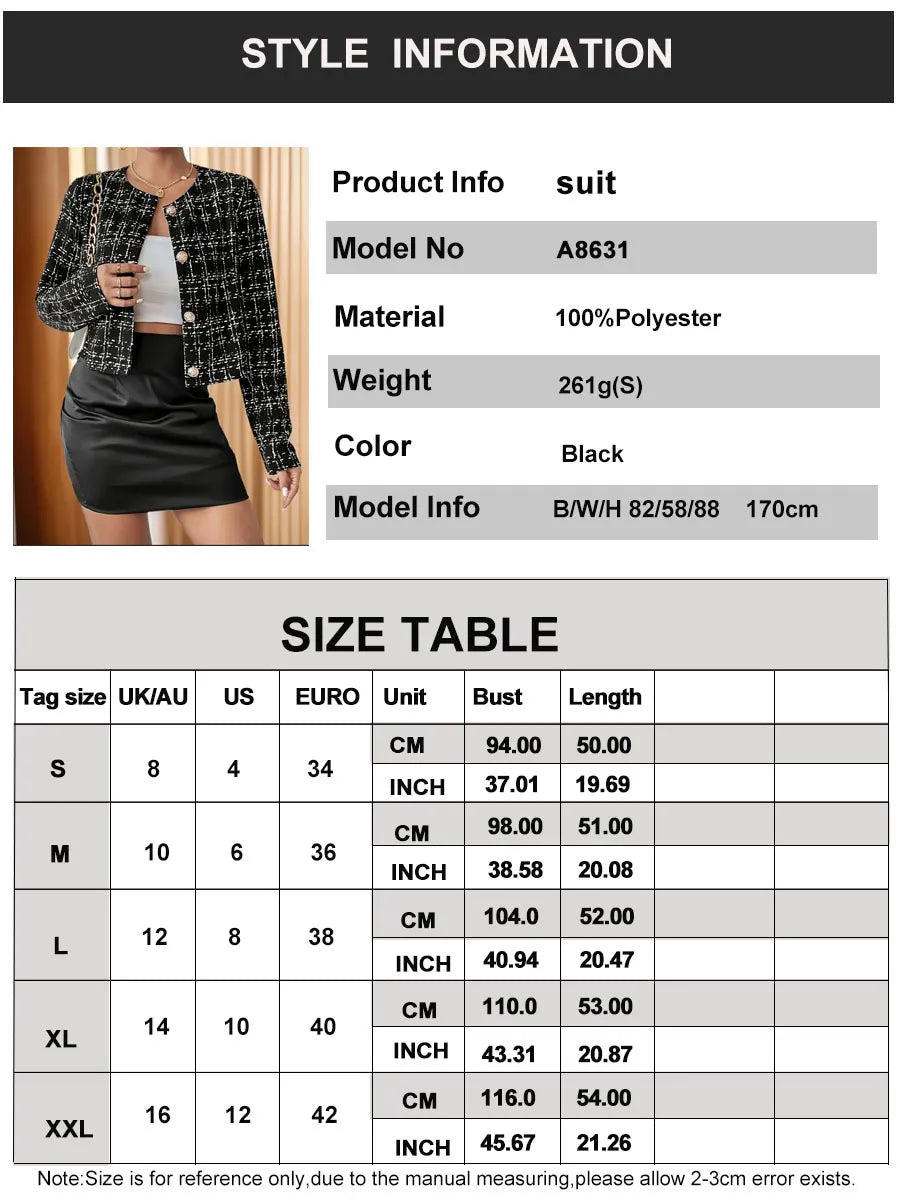 Slim Fit Elegant Button Long Sleeve Commuter Small Suit