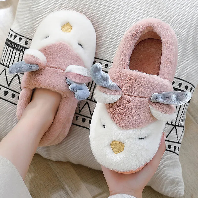 Christmas Shoes Winter Home Slippers Elk Plush Bedroom Slipper House Shoes For Women Men