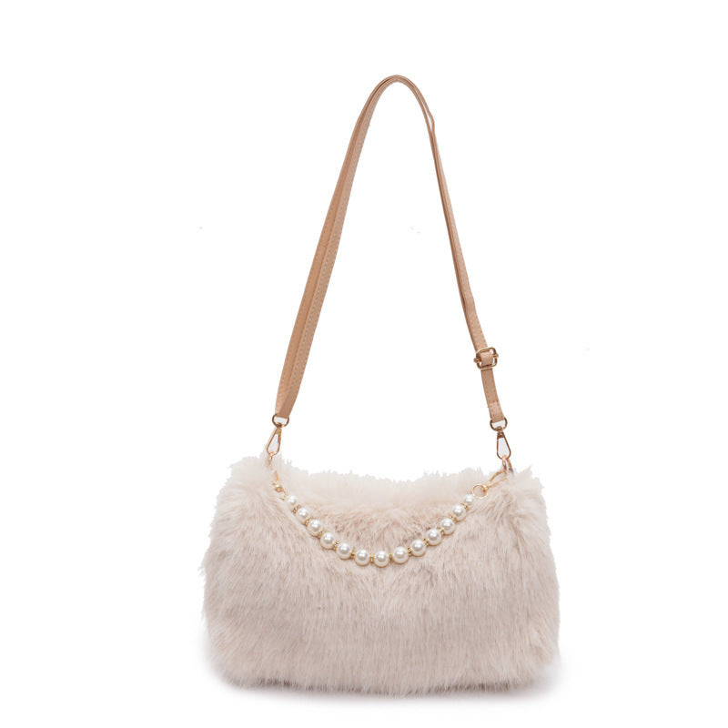 Autumn And Winter Fashion Pearl Chain Crossbody Shoulder Bag
