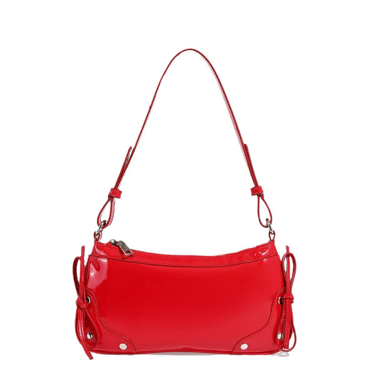 Solid Color Underarm Bag Shoulder Bag Double Bow Small Square Bag