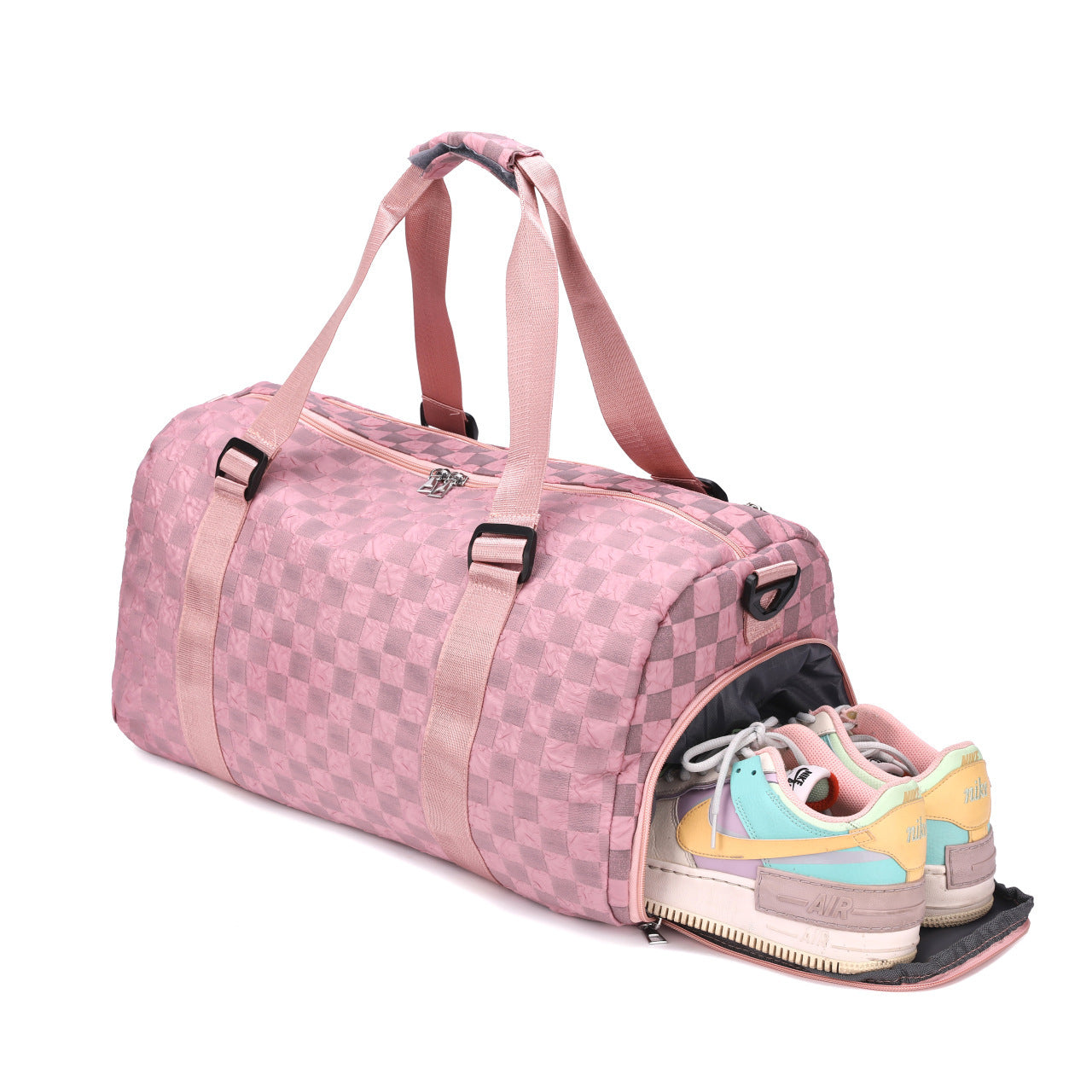 Fashion Plaid Workout Travel Bag Large Capacity Dry Wet Separation