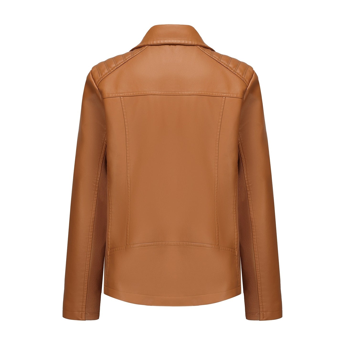 Women's Leather Jacket Knitted Stitching Stretch Coat