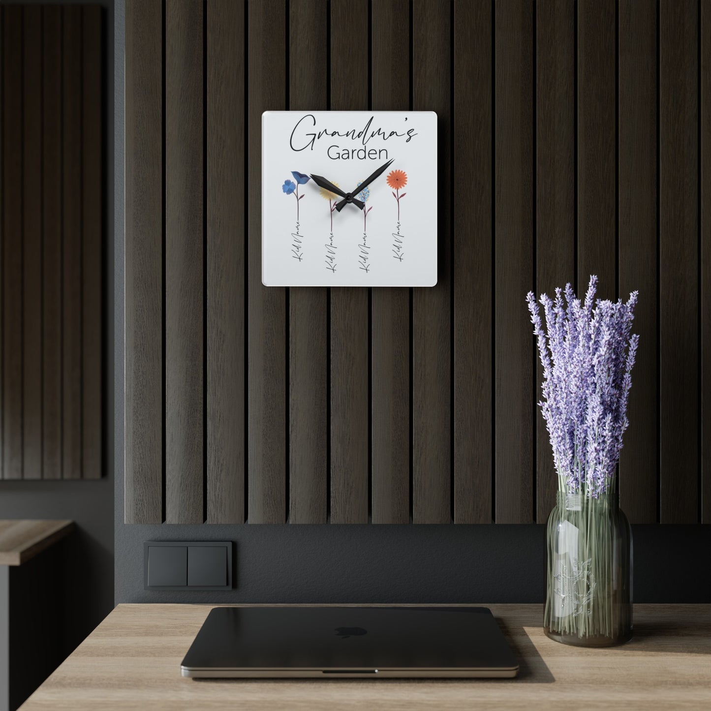 Acrylic Wall Clock - Personalize Gift For Grandma With Grandkids Names