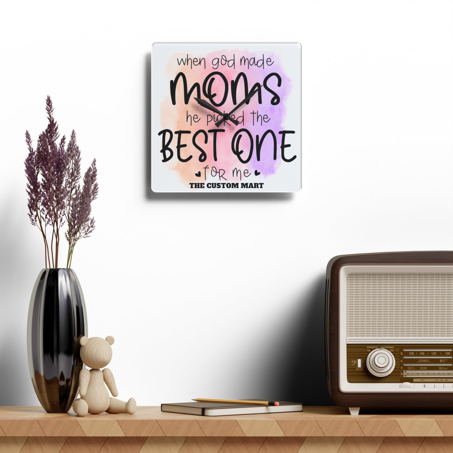 Acrylic Wall Clock- Personalize Gift With Mother's Day Messages