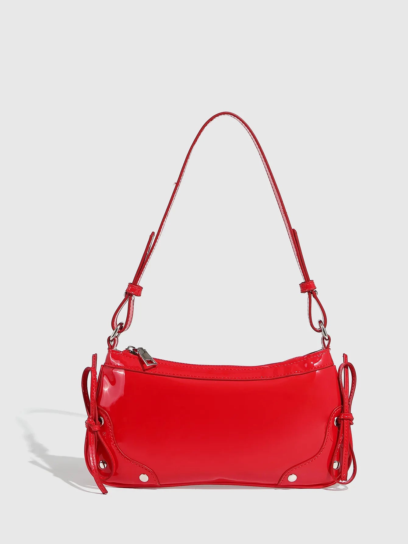 Solid Color Underarm Bag Shoulder Bag Double Bow Small Square Bag