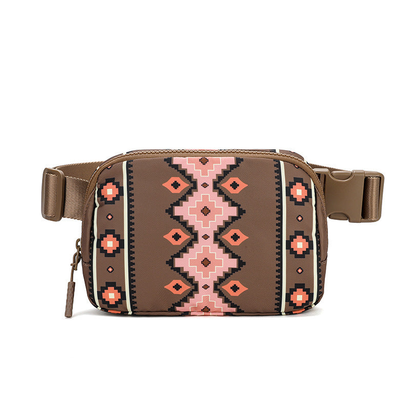 New Bohemian Print Waist Bag With Adjustable Shoulder Strap  Crossbody Bag For Women