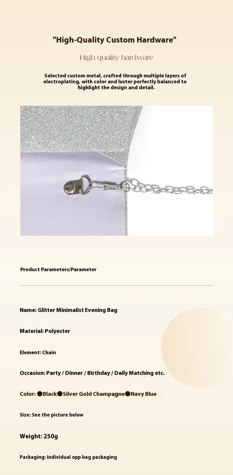 Women's Handbag Niche Glitter Hand Carrying Dinner Party Simple